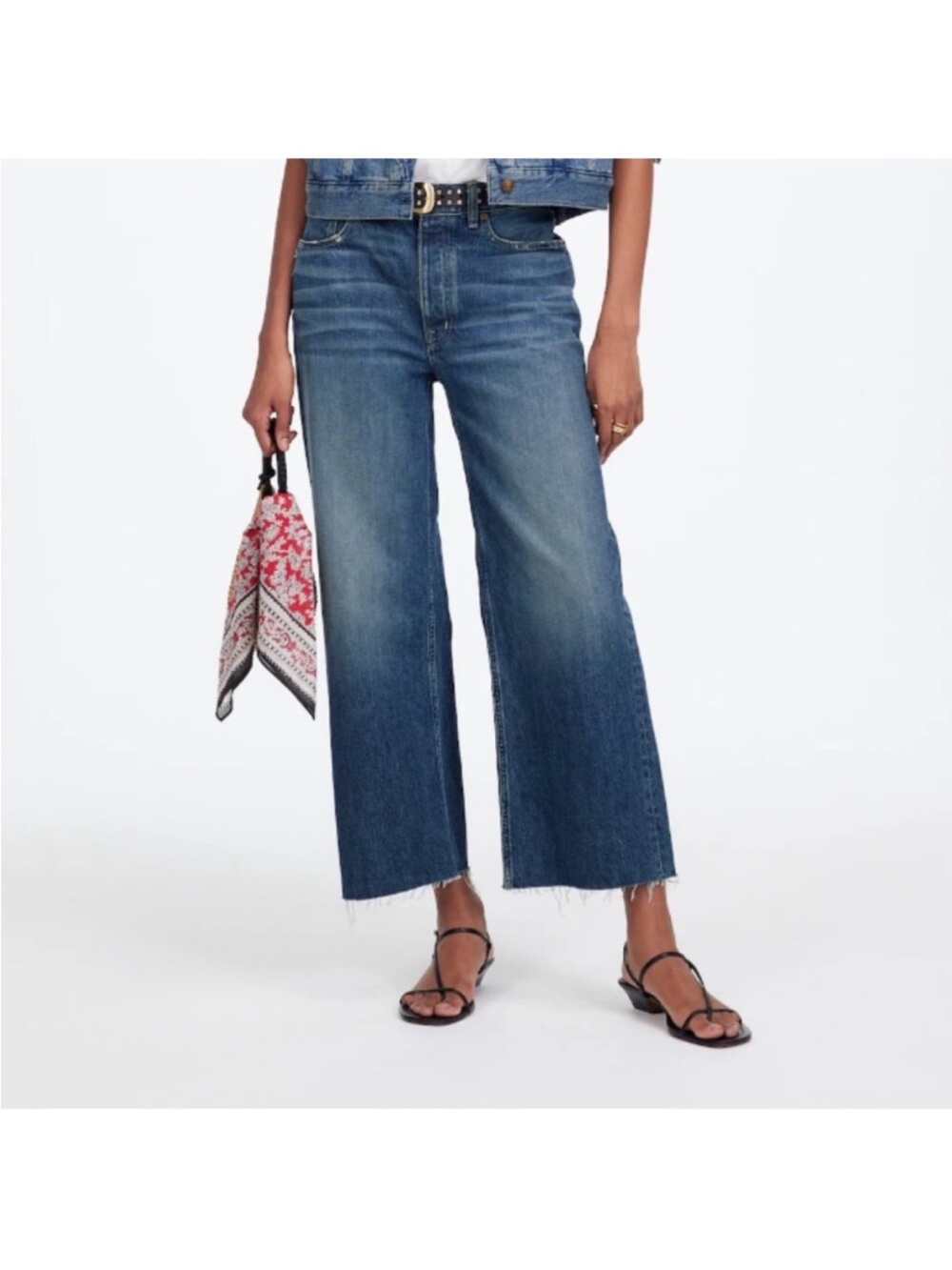 Madewell Blue Low Slung Baggy Crop Jeans